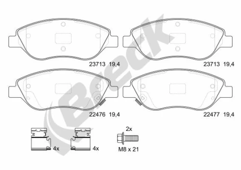 BRECK 22476 00 701 00 Brake pad set
