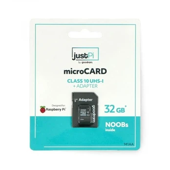 justPi Micro SD atminties kortelė 32GB 100MB/s klasė 10 + Raspberry Pi OS sistema