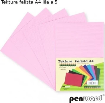 Penword A4 gofruotas kartonas, 5 lapai, rožinis