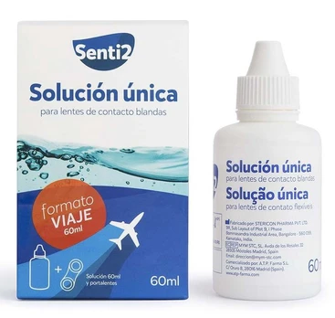 Kontaktinių lęšių valiklis Senti2 Unique Solution, 60 ml, universalus