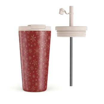 Dear Santa - Snowflake Travel Mug, 500 ml / Flap & Straw Set