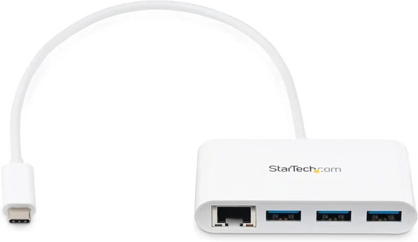 Startech.com 3 prievadų usb 3.0 šakotuvas plius gigabitinis ethernet – usb-c – baltas – usb šakotuvas su gbe – usb c šakotuvas – usb type-c šakotuvas – usb 3 šakotuvas