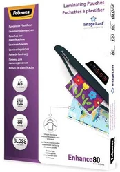 Laminēšanas plēves Fellowes ImageLast A5 80 Micron Laminating Pouch - 100 pack