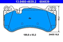 ATE 13.0460-4839.2 Brake pad set