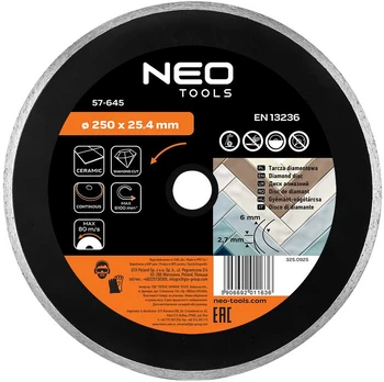 Neo Tools Deimantinis diskas 250 x 25,4 mm, tvirtas