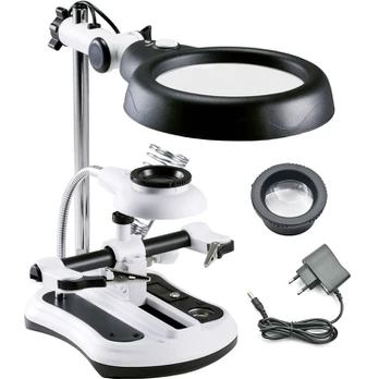 Verk Group Third hand soldering kit magnifying glass holder led