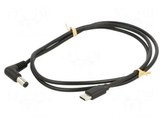Cable | USB C plug,DC 5,5/2,1 plug | angled | black | 1m | Core: Cu kaina