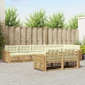Lauko sofos komplektas 8 pcs Balta ir kreminė kaina