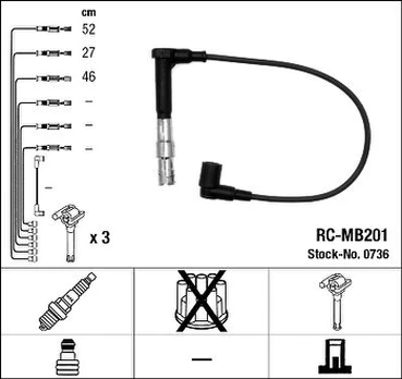 NGK 0736 Uždegimo laido komplektas