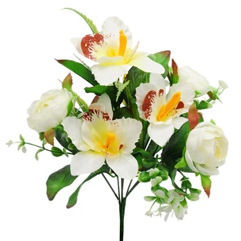 Dirbtinė orchidėjų puokštė, 36 cm : Spalva - Balta