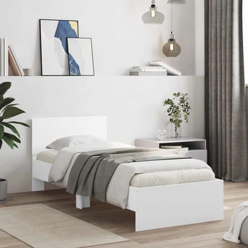 Lova Lovos rėmas su LED Balta 80 x 200 cm Apdirbta mediena