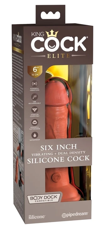 KING COCK ELITE - REALISTIC DILDO VIBRATING - SILICONE 15.2 CM CARAMEL