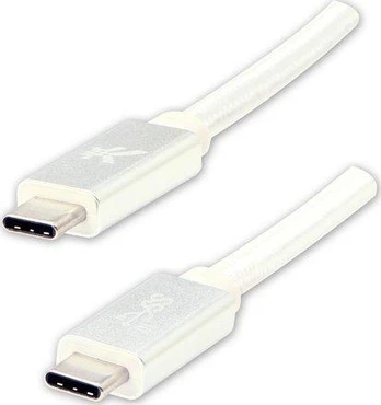 USB kabelis Logotipas USB-C - USB-C 1 m Baltas