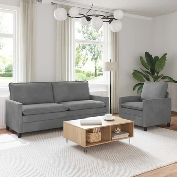 Sofa Sofos komplektas 2 pcs Tamsiai pilka Aksomas