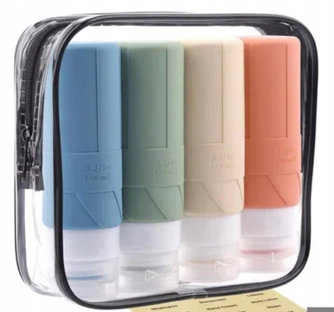 Silikoninės kelioninės buteliukų rinkinys, 4 vnt., 100 ml