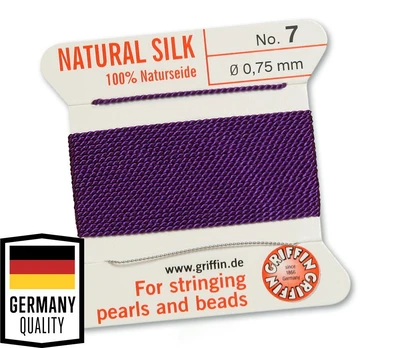 GRIFFIN šilkinis siūlas su adata, Nr.7, 0.75 mm., 2 m., 1 ritinėlis