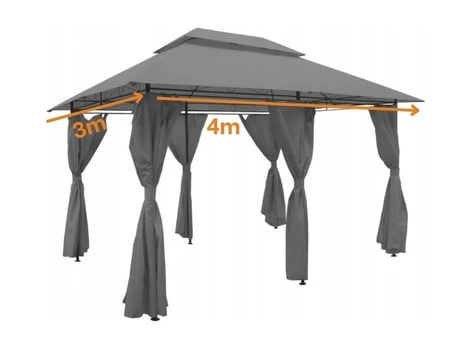 Pavėsinė ALTANA 3x4 m, pilkas
