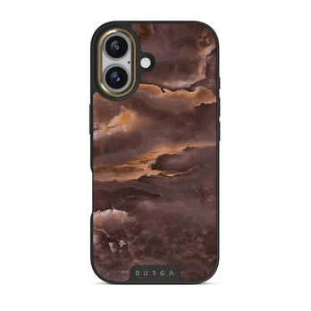 Fire Wood - Brown Marble iPhone 17 Case, Elite Dark (MagSafe) / Gold