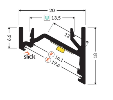 LED juostos kampinis profilis CORNER12.v2, baltas, 2m
