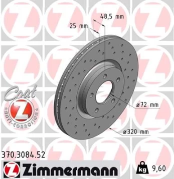 Stabdžių diskas ZIMMERMANN 370.3084.52