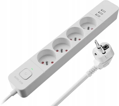 Ilgintuvas Defender SFS 133 1,5 m, 4 lizdai, 3x USB, baltas