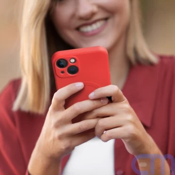 Silicone Mag Cover case compatible with MagSafe for IPHONE 13 red