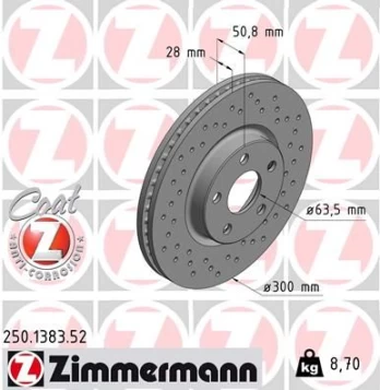 Stabdžių diskas ZIMMERMANN 250.1383.52
