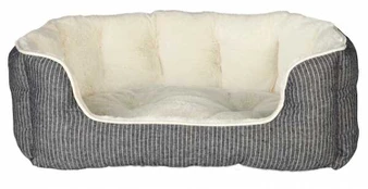 Trixie Davin, Bolster pet bed, Indoor, Dog, Pilkas, Baltas, Rectangular, Monochromatic