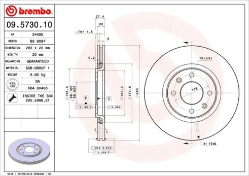 Stabdžių diskas BREMBO 09.5730.10