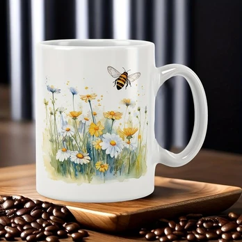 1. **Keraminis puodelis su bitėmis, 11 oz (325 ml), Baltas
