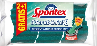 Itin lanksti indų kempinė SPONTEX SCRUB & FLEX, 2+1 vnt. kaina