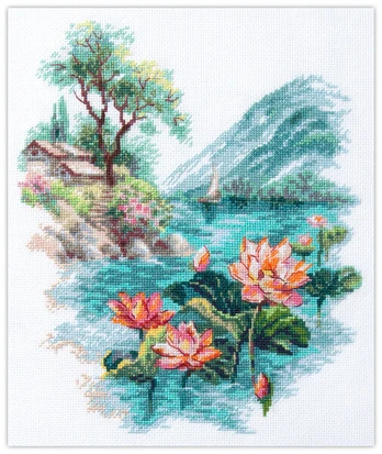 Siuvinėjimo rinkinys Magic Needle Blooming Lotuses 70-01