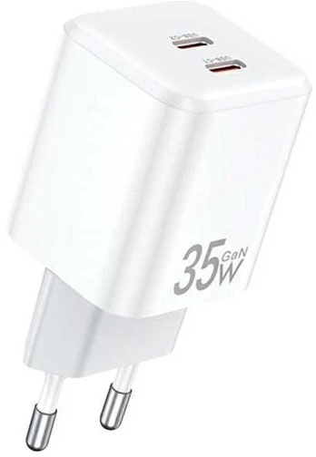 AWEI ład. siec. PD65-EU 35W 2x USB-C balta/baltas GaN