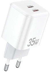 AWEI ład. siec. PD65-EU 35W 2x USB-C balta/baltas GaN kaina