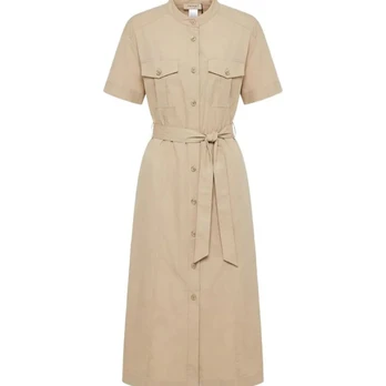 Midi suknelė moterims, Kūno, Belted button-down dress
