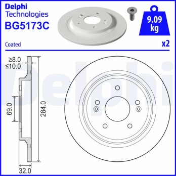 Stabdžių diskas DELPHI BG5173C
