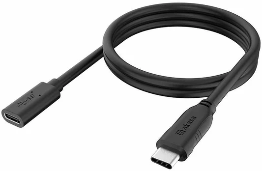 Akasa Type-C Extension Cable C(M) to C(F), 1,2 m - juodas