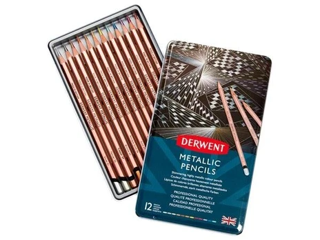 Spalvoti pieštukai Derwent Metallic 12vnt.