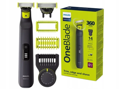 Philips OneBladePro 360 Face + body, juodas - Kūno ir barzdos skustuvas