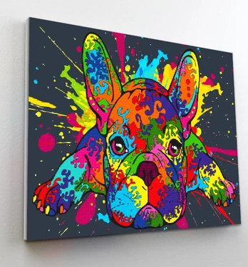 Deimantinė mozaika, Prancūzų buldogas Splat Planet, 30x40 cm