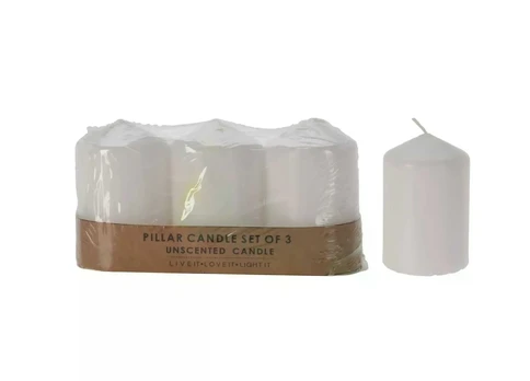 Pillar candles set white 3pcs