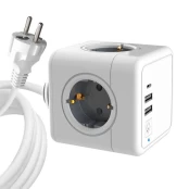 MicroConnect - 4 Way Schuko, 2 USB A Ports, 1 USB-C Port, Power Cube - With 1,5m Cable kaina
