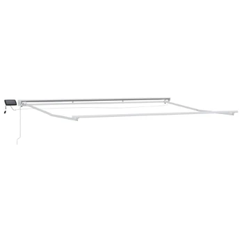 Rankinis markizės rėmas su LED Baltas 5 x 3 m Aliuminis