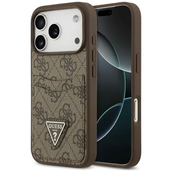 Case Guess 4G Double Card Triangle for iPhone 18 Pro / 17 Pro brown