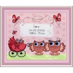 Birth Sampler Owlets SRK-317 - Siuvinėjimo rinkinys