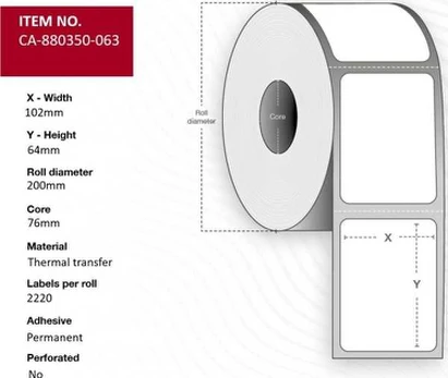 Capture Label 102 x 64mm, Core 76mm,