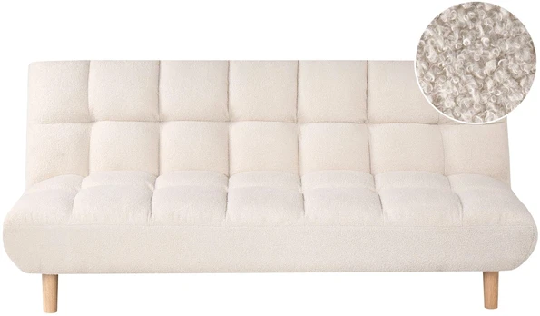 Beliani Dvivietė miegamoji sofa RISOR, „Bouclé“, balkšva