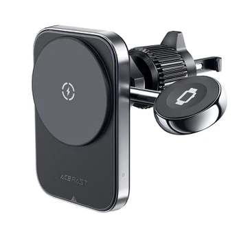 Acefast D18 car holder with MagSafe / Qi inductive charger + USB-A USB-C cable - juodas
