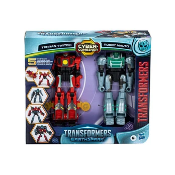 Transformers "EarthSpark Cyber-Combiner" Terran Twitch ir Robby Malto figūrėlės