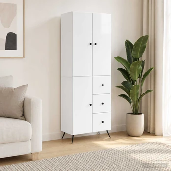 Spintelė 2 pcs Itin blizgi balta Apdirbta mediena